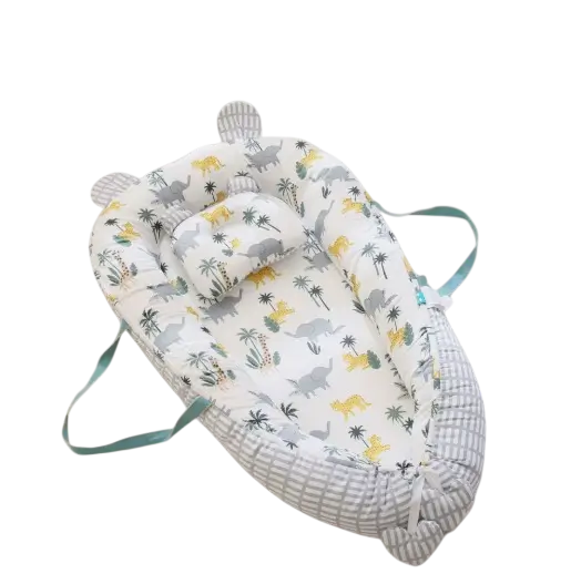 Baby nest with dinosaur pattern on a white background