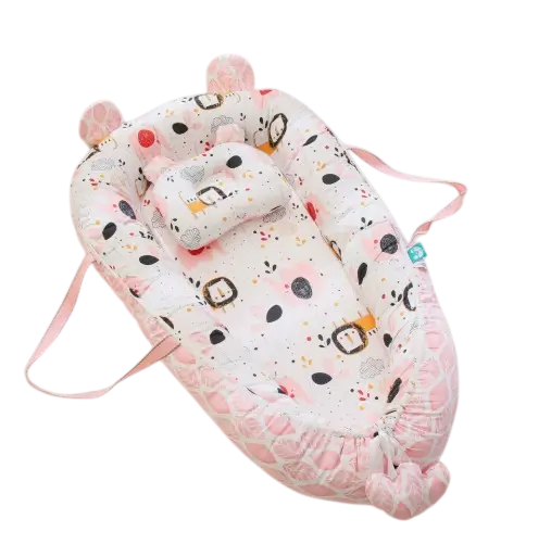 Baby nest with colorful patterns on a white background