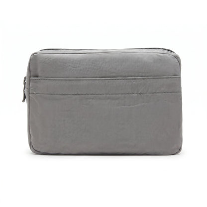 Gray pouch with a zipper on a white background