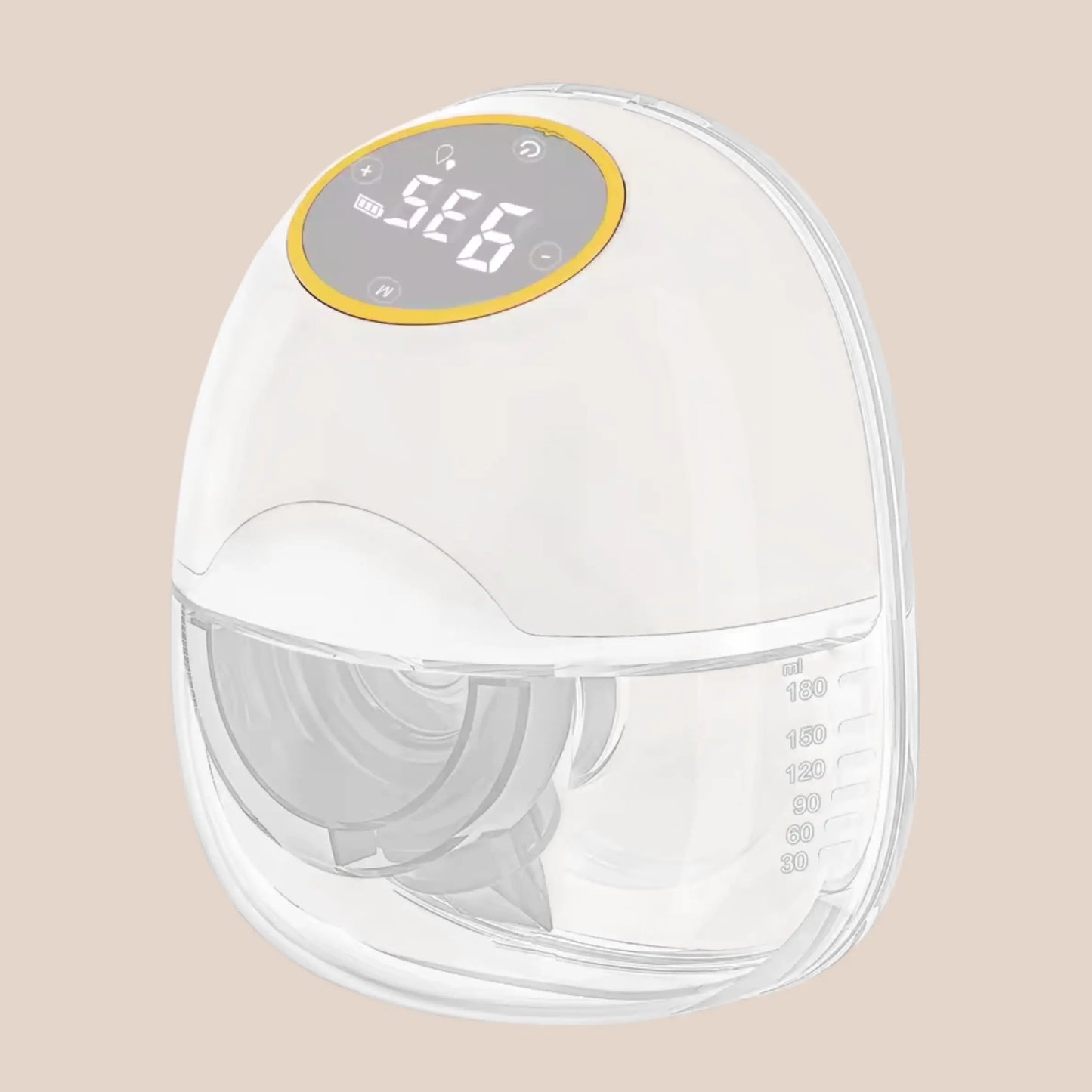 White electronic device with digital display on a beige background