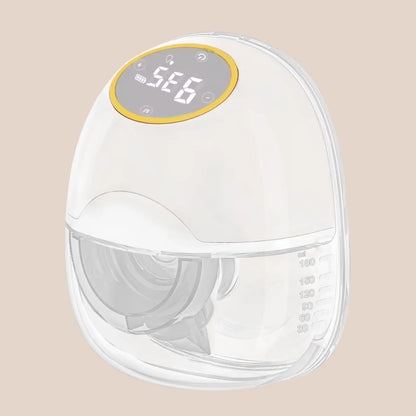 White electronic device with digital display on a beige background